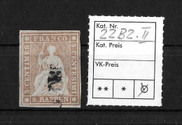 1854-1862 Helvetia (ungezähnt)   Nicht Definierbarer Balkenstempel     ►SBK-22B2.II / CHF 150.- Weissrandiger Schnitt◄ - Usati