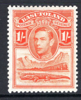 Basutoland 1938 KGVI Crocodile & Mountains - 1/- Red-orange HM (SG 25) - 1933-1964 Crown Colony