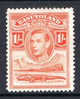 Basutoland 1938 KGVI Crocodile & Mountains - 1/- Red-orange HM (SG 25) - 1933-1964 Kolonie Van De Kroon