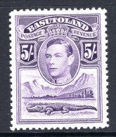 Basutoland 1938 KGVI Crocodile & Mountains - 5/- Violet HM (SG 27) - 1933-1964 Colonia Británica