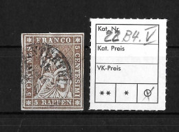 1854-1862 Helvetia (ungezähnt)   Einkreis-Rundstempel    ►SBK-22B4.V / CHF 40.- / 4 Seiten Weissrandiger Schnitt◄ - Usati