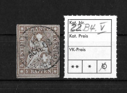 1854-1862 Helvetia (ungezähnt)   Einkreis-Rundstempel    ►SBK-22B4.V / CHF 40.- / 4 Seiten Weissrandiger Schnitt◄ - Usati