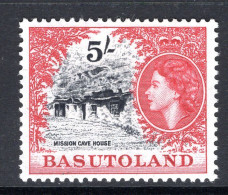 Basutoland 1954-58 QEII Pictorials - 5/- Mission Cave House HM (SG 52) - 1933-1964 Colonie Britannique