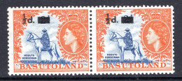 Basutoland 1959 Surcharge - ½d On 2d Mosuto Horseman Pair HM (SG 54) - 1933-1964 Kolonie Van De Kroon