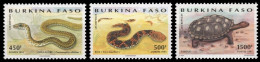 Burkina Faso 1995 - Mi-Nr. 1375-1377 ** - MNH - Reptilien / Reptiles - Burkina Faso (1984-...)