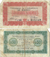 France - BILLET - Chambre De Commerce De NANCY - 50 Centimes - 1920 - JP.087.38 - 16-216 - Bons & Nécessité