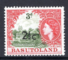 Basutoland 1961 Decimal Surcharges - 2½c On 3d Basuto Household - Type II - HM (SG 61a) - 1933-1964 Colonia Britannica