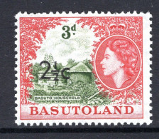 Basutoland 1961 Decimal Surcharges - 2½c On 3d Basuto Household - Type II Dropped Fraction - HM (SG 61ab) - 1933-1964 Colonie Britannique