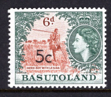 Basutoland 1961 Decimal Surcharges - 5c On 6d Herd Boy - Type II - HM (SG 63a) - 1933-1964 Colonia Británica
