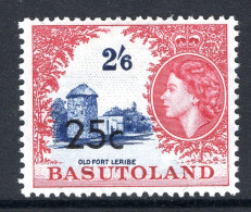 Basutoland 1961 Decimal Surcharges - 25c On 2/6 Old Fort Leribe - Type II - HM (SG 66a) - 1933-1964 Colonie Britannique