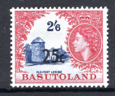 Basutoland 1961 Decimal Surcharges - 25c On 2/6 Old Fort Leribe - Type III - HM (SG 66b) - 1933-1964 Colonia Británica