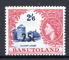 Basutoland 1961 Decimal Surcharges - 25c On 2/6 Old Fort Leribe - Type III - HM (SG 66b) - 1933-1964 Colonie Britannique