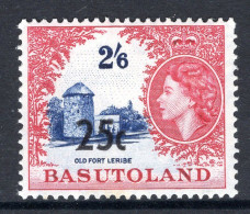 Basutoland 1961 Decimal Surcharges - 25c On 2/6 Old Fort Leribe - Type III - HM (SG 66b) - 1933-1964 Kronenkolonie