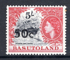 Basutoland 1961 Decimal Surcharges - 50c On 5/- Mission Cave House - Type I - HM (SG 67) - 1933-1964 Colonia Británica