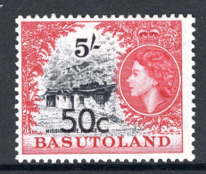 Basutoland 1961 Decimal Surcharges - 50c On 5/- Mission Cave House - Type II - HM (SG 67a) - 1933-1964 Colonie Britannique