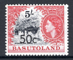 Basutoland 1961 Decimal Surcharges - 50c On 5/- Mission Cave House - Type II - HM (SG 67a) - 1933-1964 Colonie Britannique