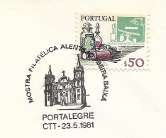 Portugal Cachet Commémoratif Expo Philatelique Portalegre 1981 Event Postmark Eglise Church - Postembleem & Poststempel