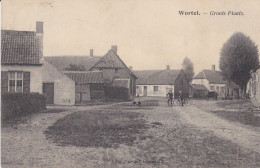 HOOGSTRATEN WORTEL 1921 DORPZICHT GROOTE PLAATS MET FIETSERS - KLEINE ANIMATIE - PEERAER OOSTMALLE - Hoogstraten