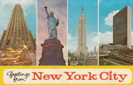 CARTOLINA  NEW YORK CITY,NEW YORK,STATI UNITI-"THE WONDER CITY"-LEFT TO RIGHT:R.C.A.BUILDING-STATUE-NON VIAGGIATA - Statue Of Liberty