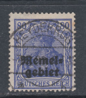 Memel N° 12 O Timbre D' Allemagne Surchargés : 80 P. Outremer, Oblitéré, Sinon TB - Oblitérés