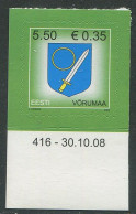 Estonia:Unused Stamp Võrumaa Coat Of Arm, Corner!, 2008, MNH - Estonie