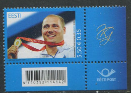 Estonia:Unused Stamp Olympic Gold Medallist Gerd Kanter, Corner!, 2008, MNH - Estonie