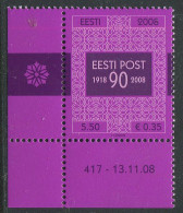 Estonia:Unused Stamp Estonian Post 90, Corner!, 2008, MNH - Estonie