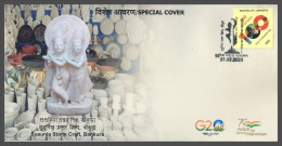 India 2023 Susunia Stone Craft, Krishna, Radha, Hindu Reglion, Utensils, Special Cover (**) Inde Indien - Cartas & Documentos