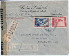 Argentina - 1944 Registered Airmail To Chicago In WWII By FAM-6 - Poste Aérienne