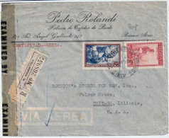 Argentina - 1944 Registered Airmail To Chicago In WWII By FAM-6 - Aéreo