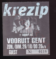 Krezip - 29 Oktober 2000 - Vooruit Gent (BE) - Concert Ticket - Concert Tickets