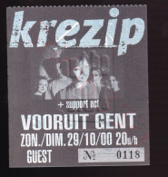 Krezip - 29 Oktober 2000 - Vooruit Gent (BE) - Concert Ticket - Biglietti Per Concerti