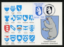 GREENLAND (2023) Carte Maximum Card - Coat Of Arms, Definitives 2023, Blason, Wappen, Cities, Towns - Cartoline Maximum