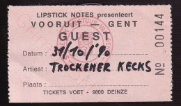 Tröckener Kecks - 31 Oktober 1990 - Vooruit Gent (BE) - Concert Ticket - Concert Tickets