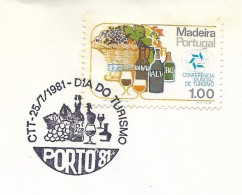 Portugal Cachet Commémoratif Expo Philatelique Porto 1981 Stamp Expo Event Postmark Vin Wine - Postembleem & Poststempel