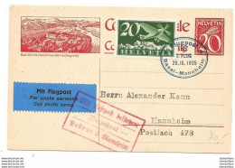 283 - 55 - Entier Postal Avec Illustration "Bad-Schinznach" Avec Cachet Flugpost Basel-Mannheim 1925 - Andere & Zonder Classificatie