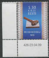 Estonia:Unused Stamp Riigikogu 90, Corner!, 2009, MNH - Estonie