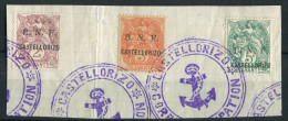 !!! CASTELLORIZO, TYPES BLANC SUR GRAND FRAGMENT, GRAND CACHET VIOLET - Used Stamps