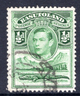 Basutoland 1938 KGVI Crocodile & Mountains - ½d Green Used (SG 18) - 1933-1964 Colonia Británica