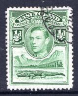 Basutoland 1938 KGVI Crocodile & Mountains - ½d Green Used (SG 18) - 1933-1964 Crown Colony