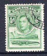 Basutoland 1938 KGVI Crocodile & Mountains - ½d Green Used (SG 18) - 1933-1964 Colonia Británica