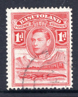 Basutoland 1938 KGVI Crocodile & Mountains - 1d Scarlet Used (SG 19) - 1933-1964 Kolonie Van De Kroon