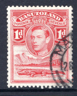 Basutoland 1938 KGVI Crocodile & Mountains - 1d Scarlet Used (SG 19) - 1933-1964 Colonia Britannica