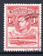 Basutoland 1938 KGVI Crocodile & Mountains - 1d Scarlet Used (SG 19) - 1933-1964 Kolonie Van De Kroon