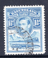 Basutoland 1938 KGVI Crocodile & Mountains - 1½d Light Blue Used (SG 20) - 1933-1964 Colonia Británica