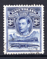 Basutoland 1938 KGVI Crocodile & Mountains - 3d Bright Blue Used (SG 22) - 1933-1964 Colonia Británica