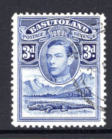 Basutoland 1938 KGVI Crocodile & Mountains - 3d Bright Blue Used (SG 22) - 1933-1964 Crown Colony