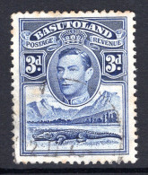 Basutoland 1938 KGVI Crocodile & Mountains - 3d Bright Blue Used (SG 22) - 1933-1964 Colonia Británica