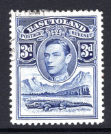 Basutoland 1938 KGVI Crocodile & Mountains - 3d Bright Blue Used (SG 22) - 1933-1964 Colonia Britannica