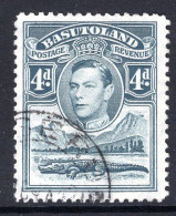 Basutoland 1938 KGVI Crocodile & Mountains - 4d Grey Used (SG 23) - 1933-1964 Colonia Británica